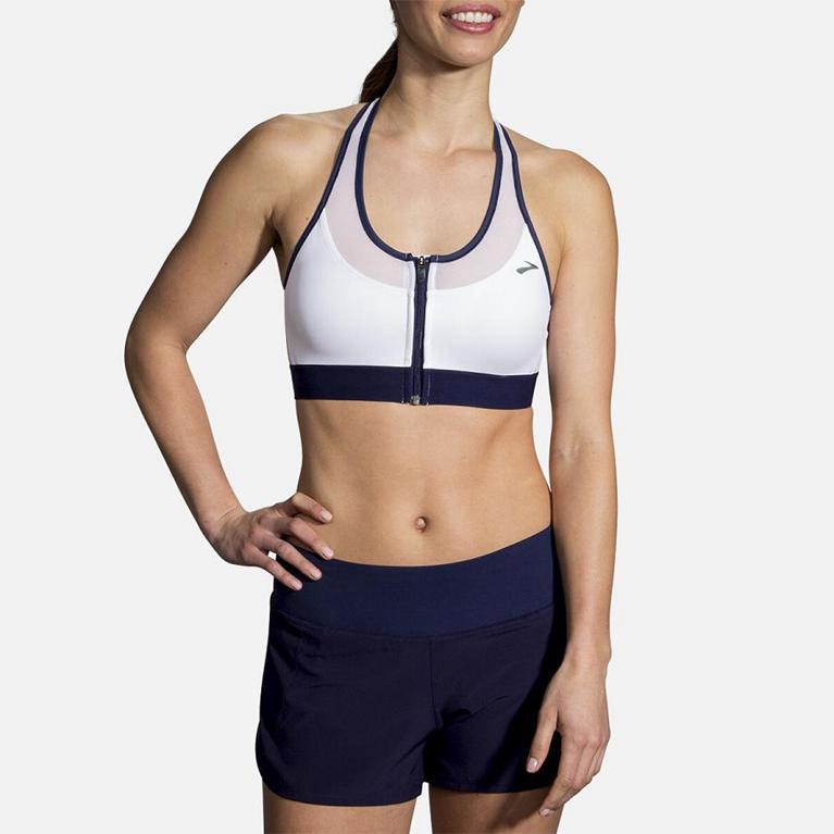 Brooks FastForward Zip Women's Running Bra - White (32904-QSHJ)